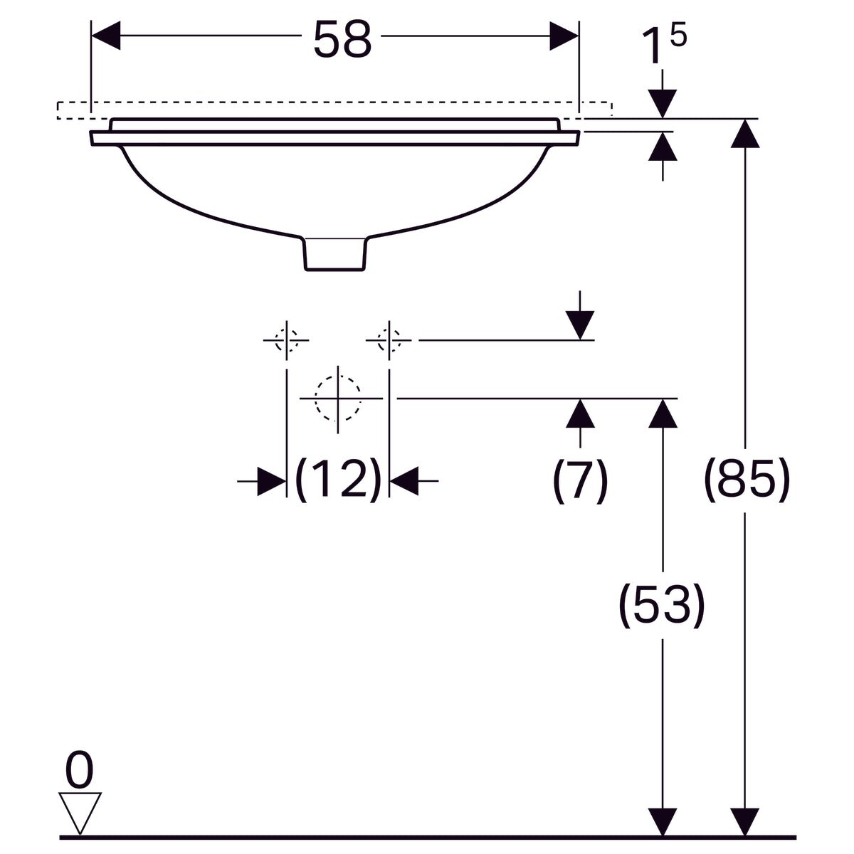 Pesuallas Geberit Variform 580x490x178 mm Tason Alle Ilman ylivuotoa - KarelianStore