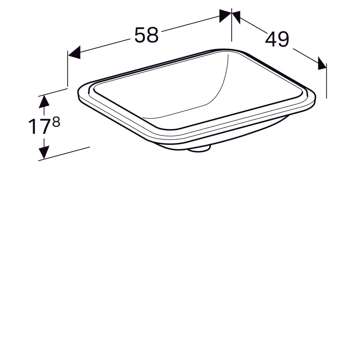 Pesuallas Geberit Variform 580x490x178 mm Tason Alle Ilman ylivuotoa - KarelianStore