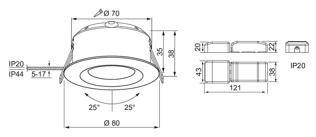 Alasvalo Airam Compact Tilt IP44 5W/840 Suunnattava ja Himmennettävä - KarelianStore