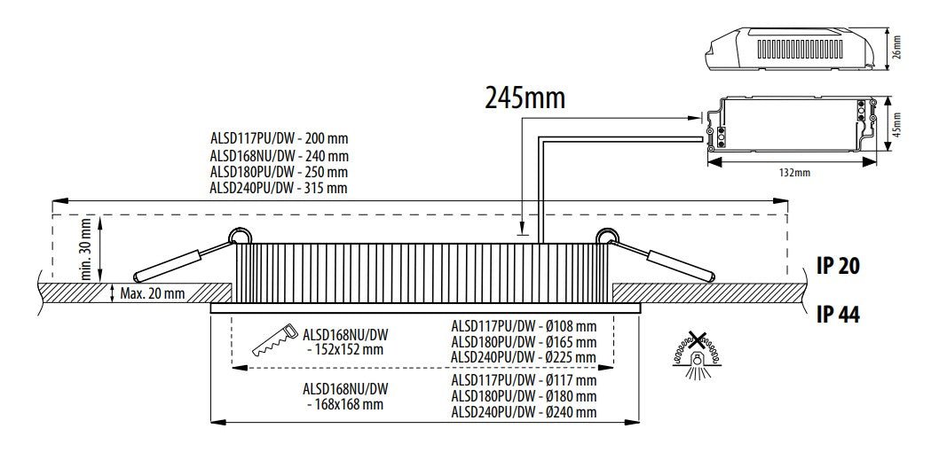 Alasvalo Ensto Velox ALSD168NU IP44 14W - KarelianStore