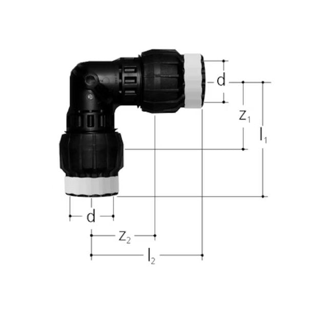 Kulmaliitin Sanipex MT GF 45 26x26 PPSU PA - KarelianStore