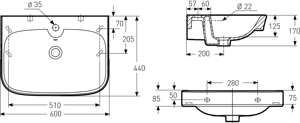 Pesuallas IDO Glow Square 600 mm - KarelianStore