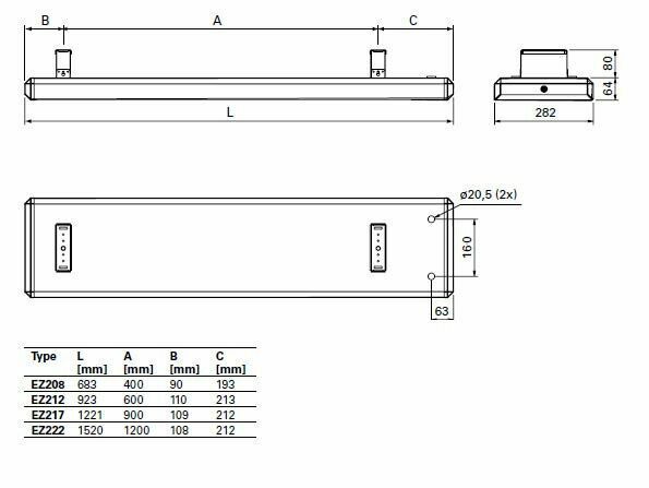 Säteilylämmitin Frico Elztrip EZ212 1200W IP44 282x923mm - KarelianStore