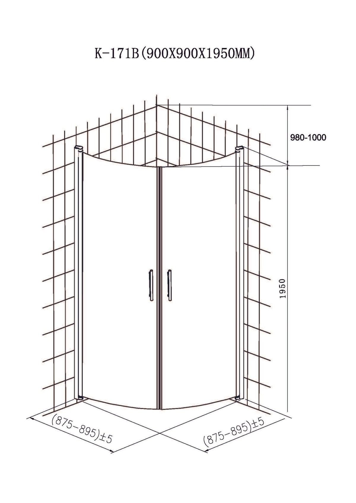 Suihkunurkka Opal 90x90x195 5mm Kirkas lasi - KarelianStore