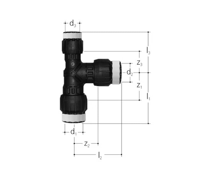 T-haaraliitin Sanipex MT GF Kompo 40x26x32 PPSU PA - KarelianStore