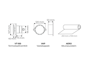 Korvausilmaventtiili Velco VTR-100 valkoinen