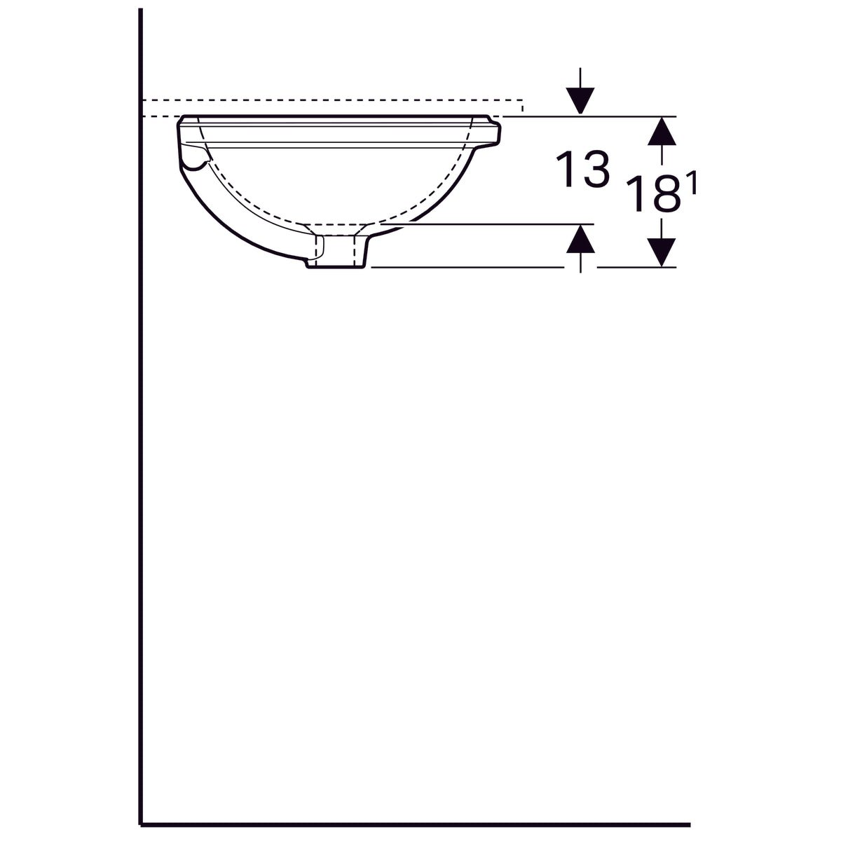 Pesuallas Geberit Variform 405x420x180 mm Tason Alle Ilman ylivuotoa - KarelianStore