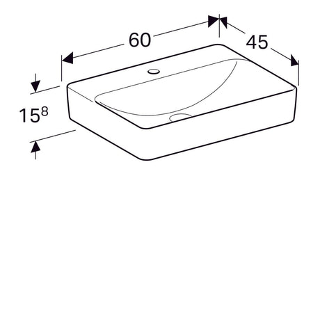 Pesuallas Geberit Variform 600x450x158 mm Hanareiällä ja Ilman ylivuotoa - KarelianStore