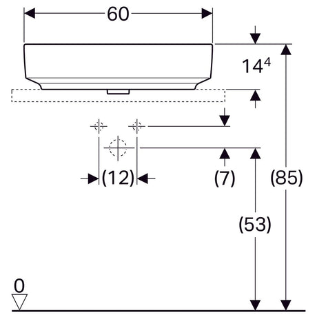 Pesuallas Geberit Variform 600x450x158 mm Hanareiällä ja Ilman ylivuotoa - KarelianStore