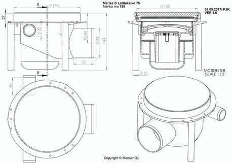 Lattiakaivo Merika 75 mm Vaaka - KarelianStore