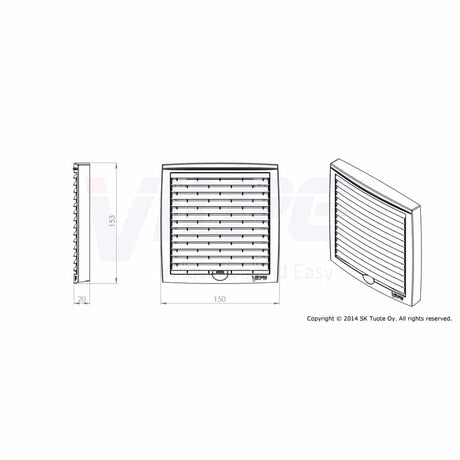 Monitoimi-säleikkö VILPE 150X150 Musta - KarelianStore
