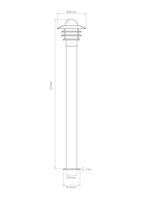 Pihapiirivalaisin Airam Bollard H1100 IP44 E27 Rst - KarelianStore