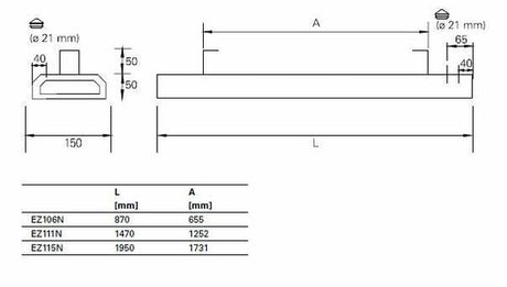 Säteilylämmitin Frico Elztrip EZ115N 1500W IP44 150x2000mm - KarelianStore