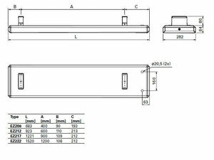 Säteilylämmitin Frico Elztrip EZ212 1200W IP44 282x923mm - KarelianStore