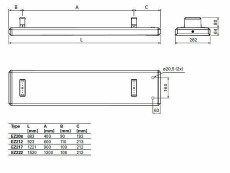 Säteilylämmitin Frico Elztrip EZ212 1200W IP44 282x923mm - KarelianStore