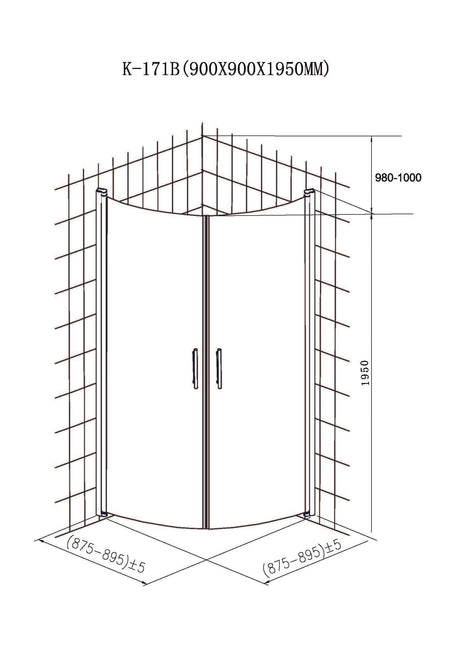 Suihkunurkka Opal 90x90x195 5mm Savulasi - KarelianStore