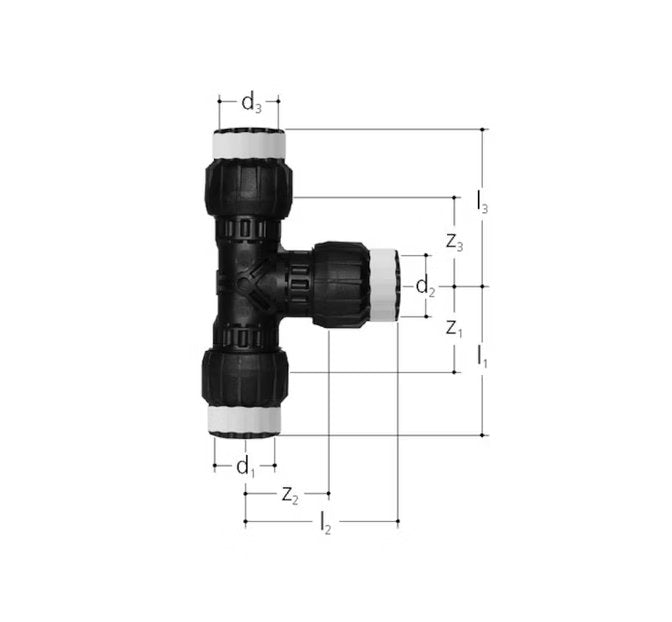 T-haaraliitin Sanipex MT GF Kompo 26x26x26 PPSU PA - KarelianStore