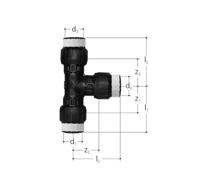 T-haaraliitin Sanipex MT GF Kompo 32x32x32 PPSU PA - KarelianStore